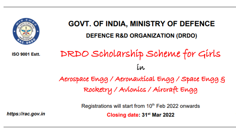 DRDO Scholarship 2022 for Girls, Know How to Apply